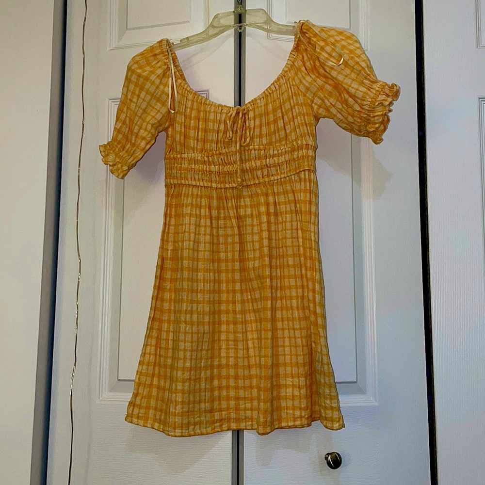 Yellow plaid dress